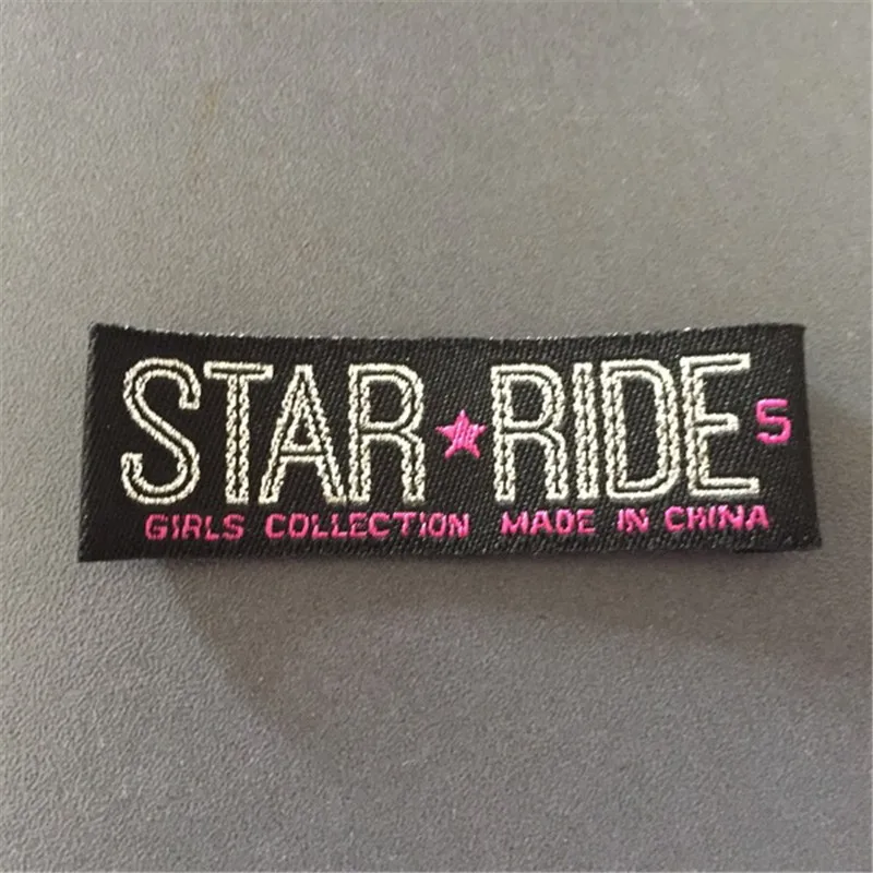 Custom washable double density silver letters woven labels weaving