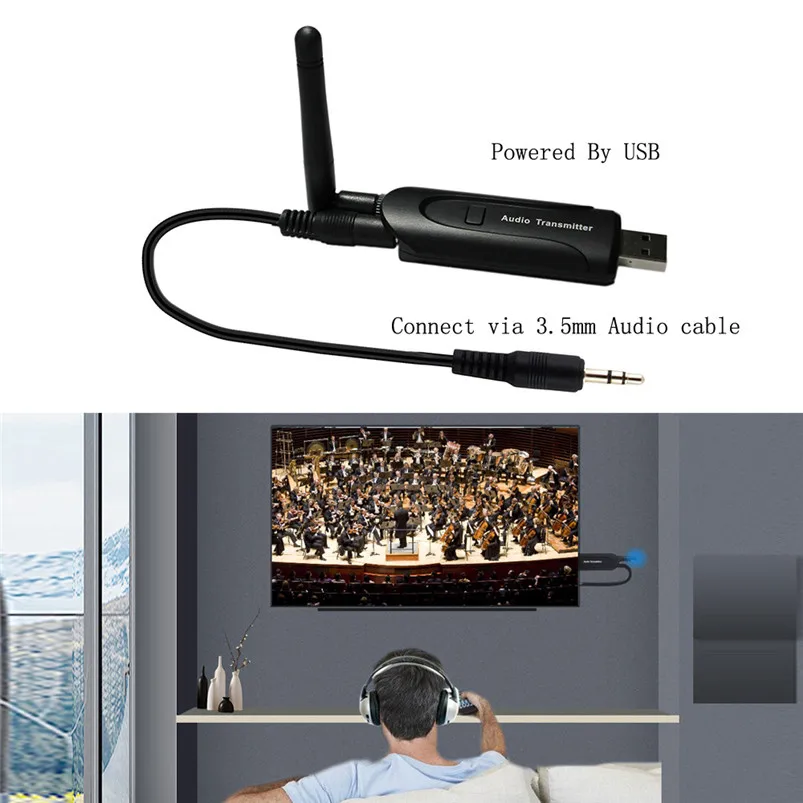 Bluetooth Wireless A2DP Audio Stereo Adapter Transmitter For TV DVD PC Laptop With 3.5MM audio cable 30NT30  (1)