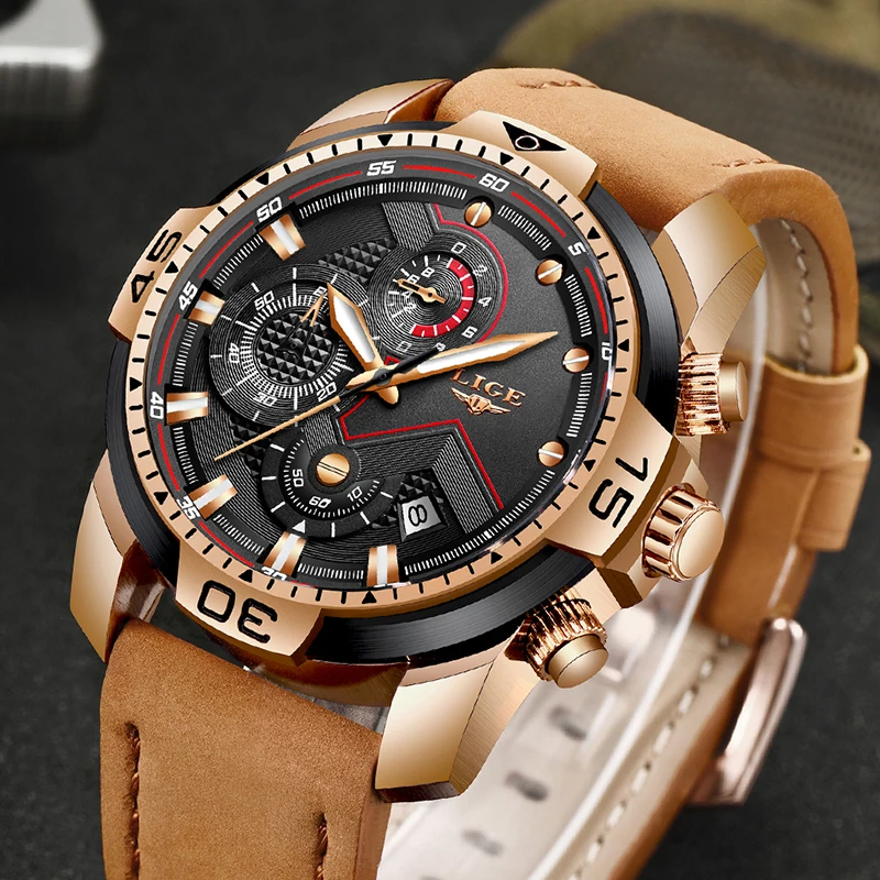 

2019 New LIGE Mens Watches Top Brand Luxury Gift Men Casual Leather Quartz Clock Male Sport Waterproof Watch Relogio Masculino