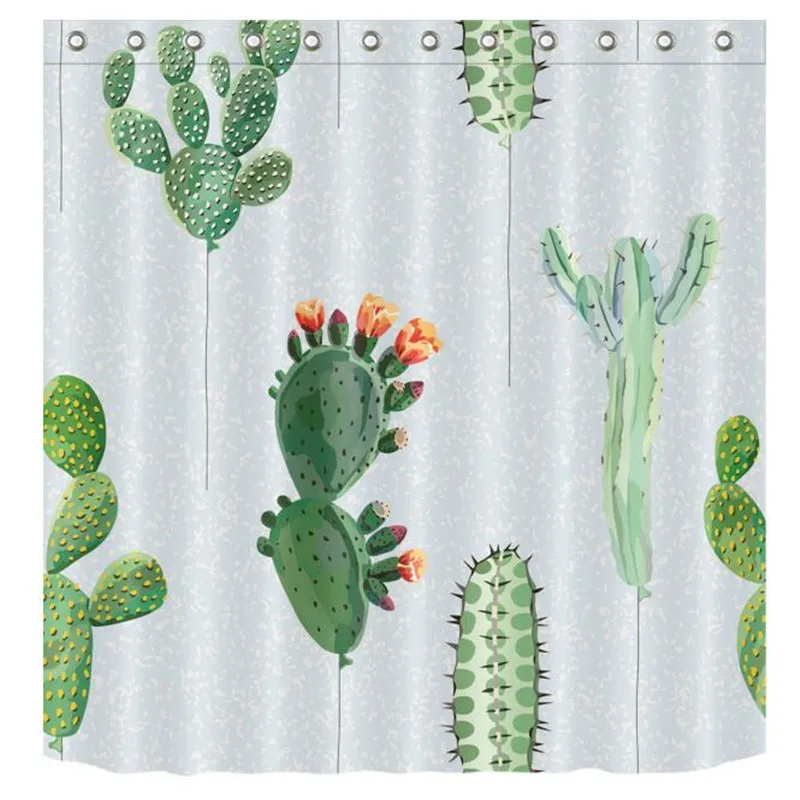 Cactus 3D Printed Shower Curtains Waterproof Polyester Fabric Bathroom