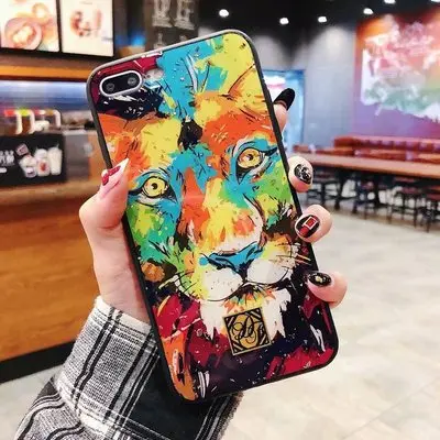 Aoweziic Leopard epoxy Gold Foil for iPhone XS MAX XR phone case tiger 6S 7 8PLUS All Inclusive Soft Shell Love Tide