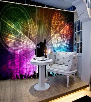 

Beautiful Photo Fashion Customized 3D Curtains Colored light 3D Blackout Curtains For Living room Drapes Cotinas