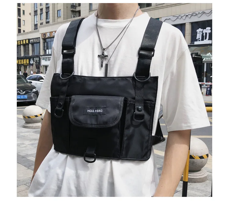 Хип-хоп тактический жилет Мужская функция грудь Водонепроницаемая нейлоновая сумка мужская жилетка уличная Передняя сумка Kanye West Грудь сумка