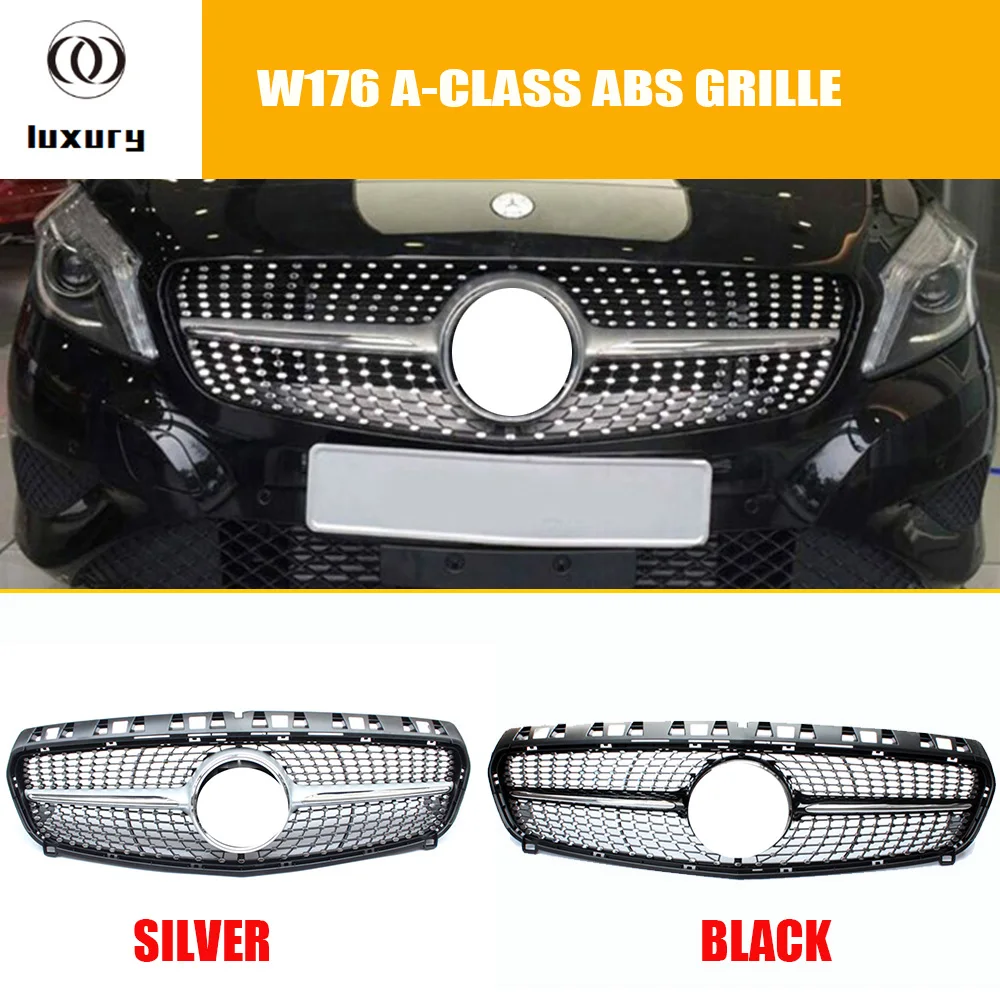

W176 Replaced Diamond Style ABS Front Bumper Grill Grille for Mecedes Benz W176 A180 A200 A260 A45 2013 2014 2015 No Star Logo