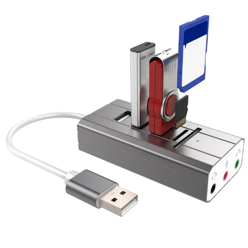 USB 2,0 концентратор для детей от 3 до Порты и разъёмы USB 2,0++ микрофон Порты Звуковой адаптер мульти Порты сплиттер звуковые карты мульти Порты сплиттер