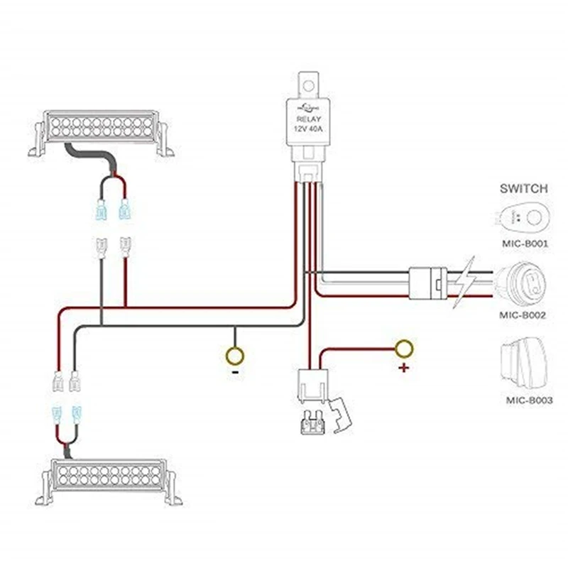 MICTUNING 14AWG Автомобильный кабель жгут проводов с предохранителем 40A реле синий включения-выключения кулисный переключатель 1 поводок для Светодиодный светильник Барные аксессуары