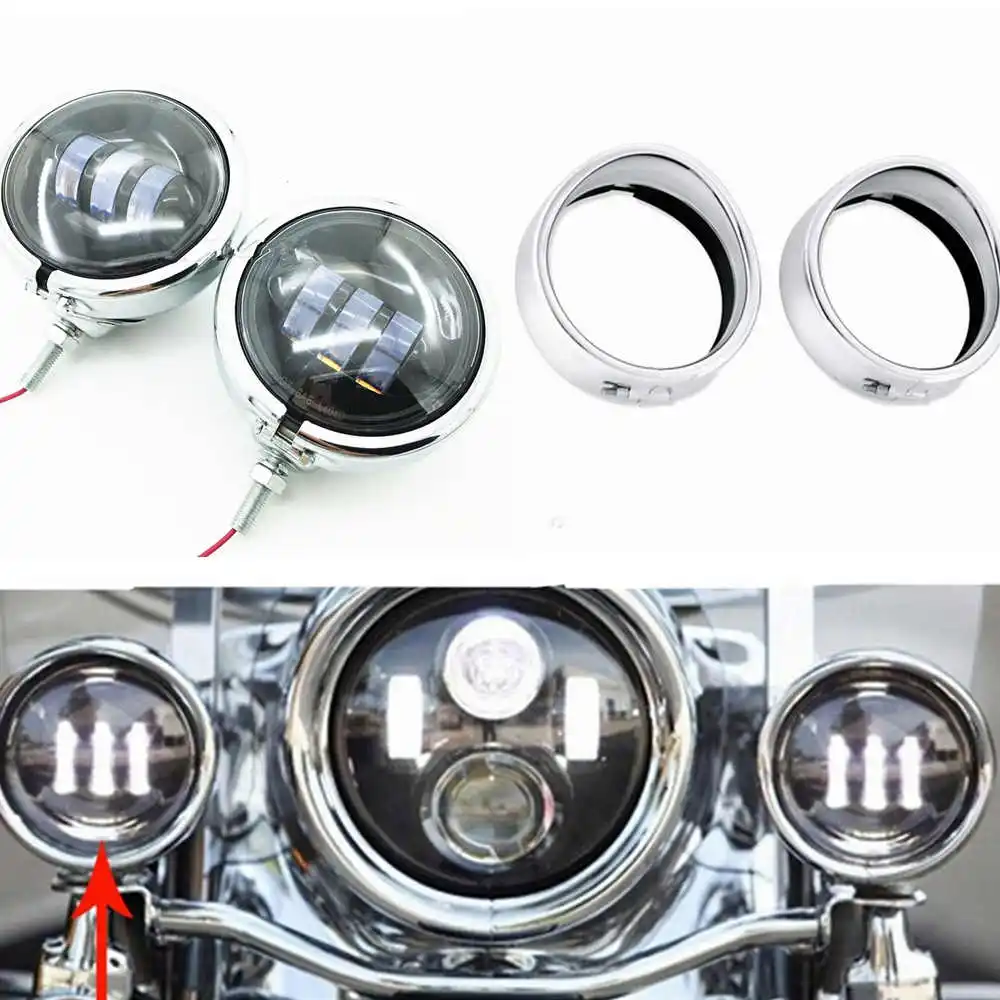 Visor Style Passing Lamp Trim Ring Set For Harley-Davidson 4.5 INCH FOG LAMP.CVjpg.j3VDpg