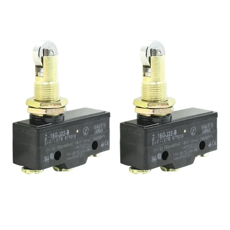 

2 Pcs Z-15GQ22-B 3 Screw Terminals Panel Mount Roller Plunger Basic Limit Switch