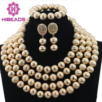 

Fantastic Gold Beads Bridal Jewelry Set Dubai Wedding African Fashion Jewelry Set 16MM Quality Beaded Jewelry Free Ship WD373