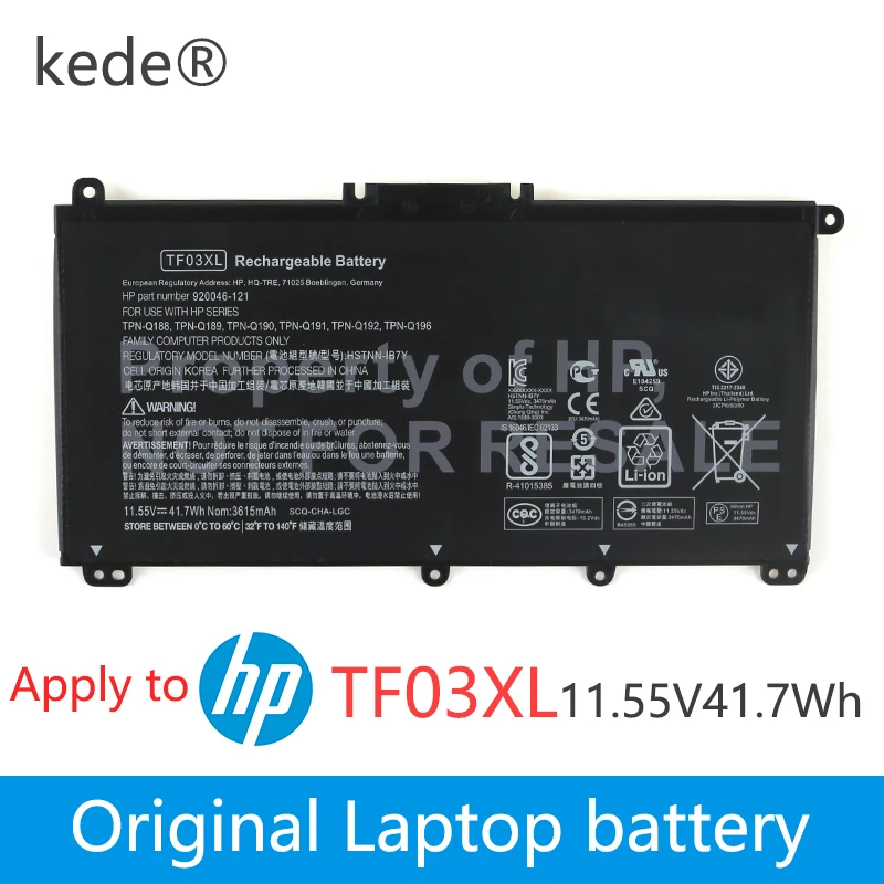 Оригинальный аккумулятор kede 11 55 в 3470 Вт ч 920046 мАч TF03XL фотоаккумулятор для