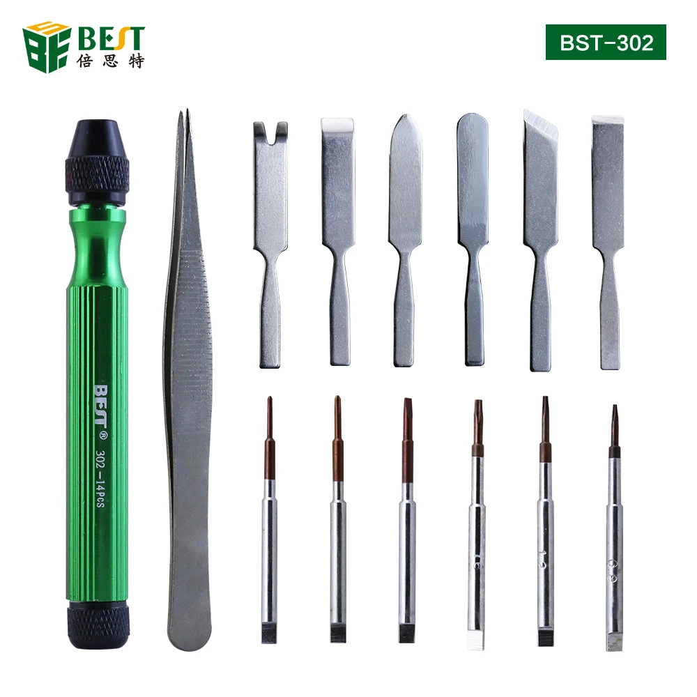 BST-302 14 in1 Multi-purpose screwdriver set repair tools kit opening tools for iPhone X 8 7 6S 6 Plus Hand Tools Set