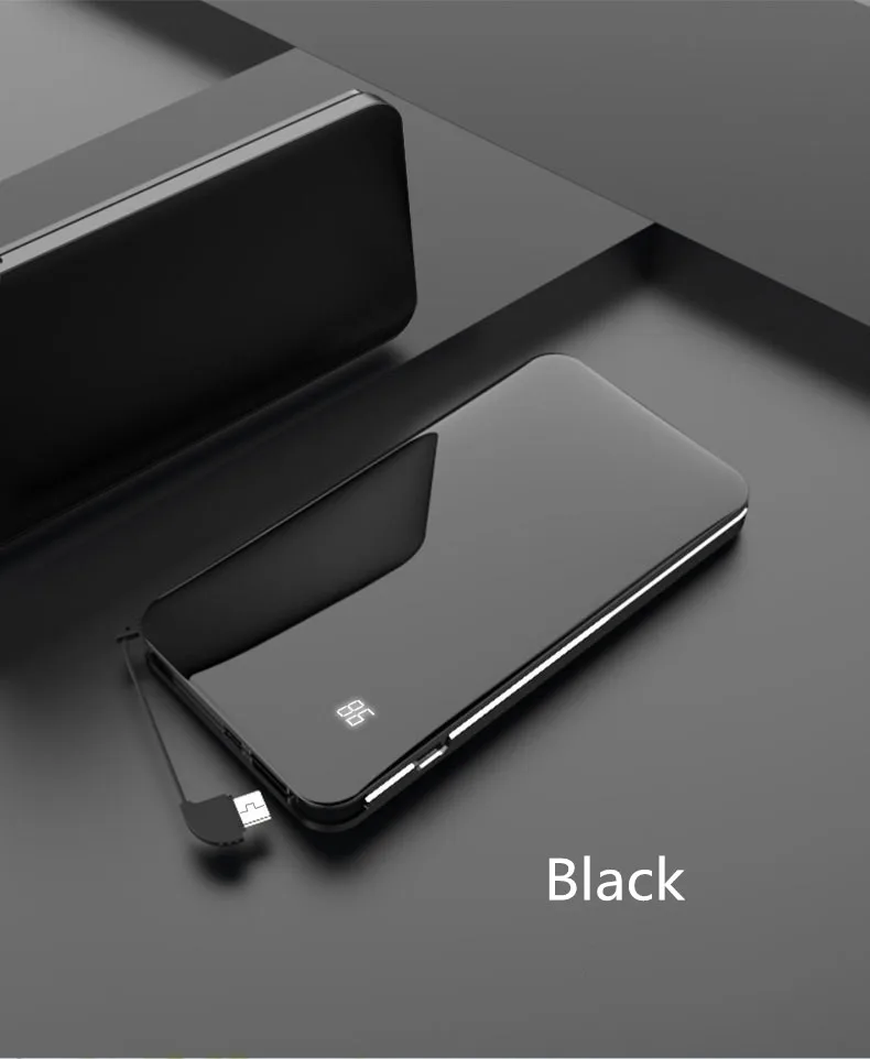 Настоящее 10000 мАч ЖК-цифровой дисплей Зарядка сокровище для huawei/Xiaomi банк питания для iPhone/samsung Внешнее зарядное устройство - Цвет: Черный
