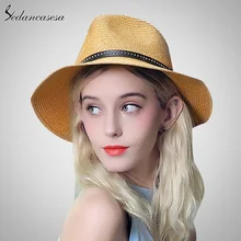 Sedancasesa новая соломенная шляпа женская летняя фетровая шляпа от солнца для женщин пляжные шляпы с широкими полями для девушек Горячая Распродажа Защита от солнца Панама SM087021