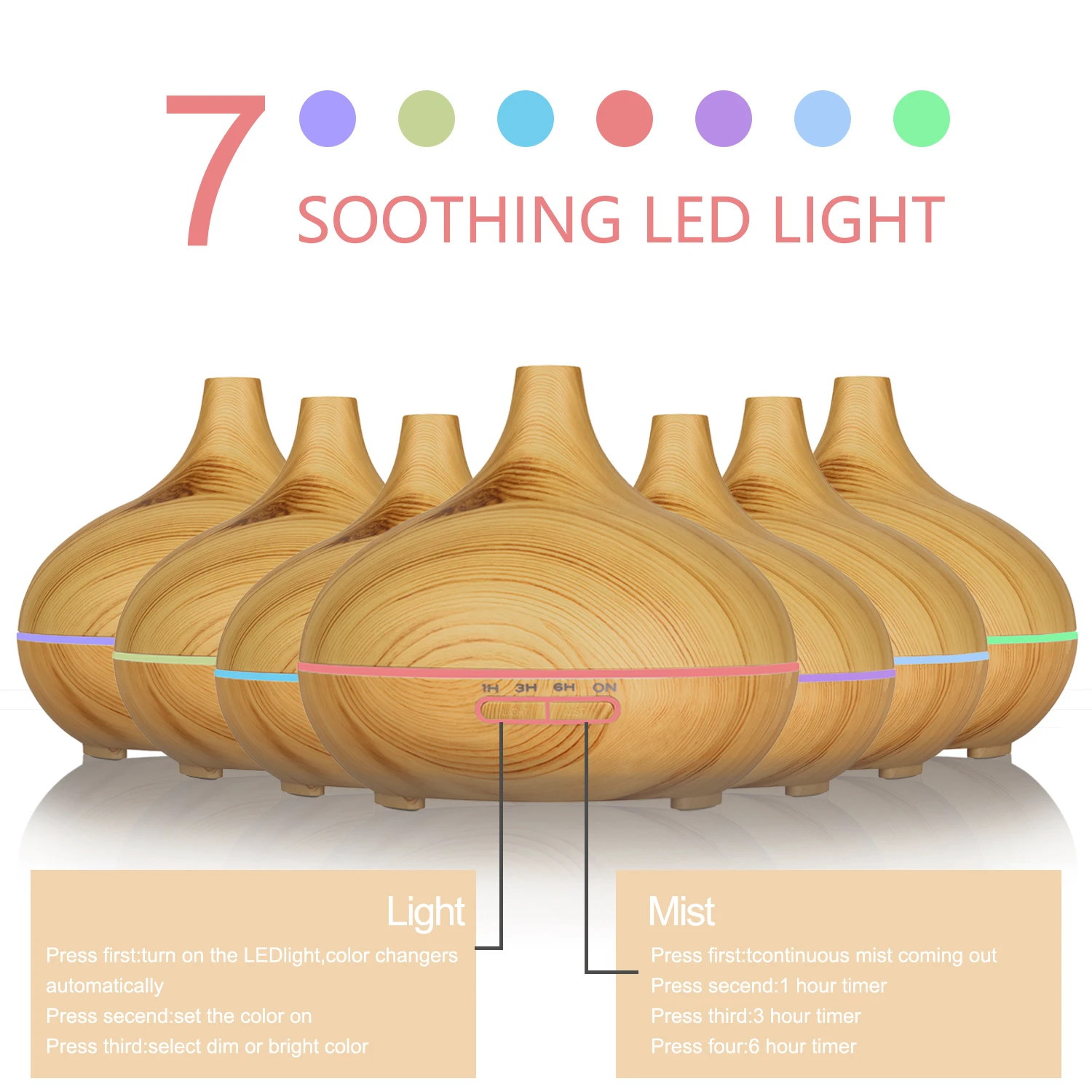 Diffuserlove 300 мл деревянный увлажнитель воздуха с пультом дистанционного управления диффузор эфирного масла Электрический диффузор 7 цветов Изменение светодиодный свет