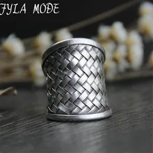 Fyla Mode S925 Jewelry Antique Thai Silver Ring Fine Fashion Weaving Net Silver Jewelry Ring Women Men Gift Finger Rings PKY253