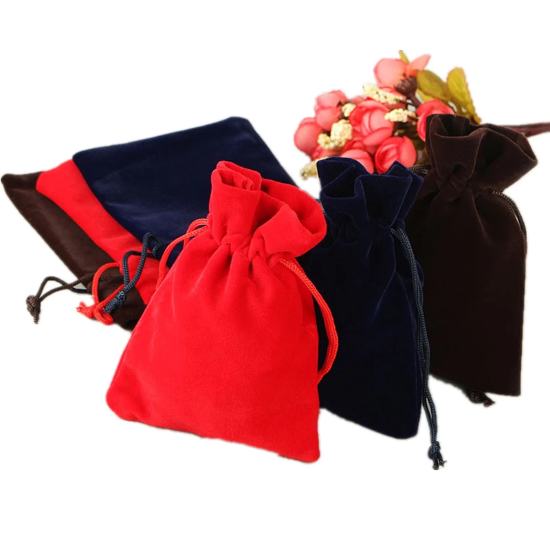 100 개/몫 5x7 7x9 8x10 9x12cm 벨벳 Drawstring 주머니 가방 보석 가방 크리스마스 결혼 선물 빨간 벨벳 가방 77
