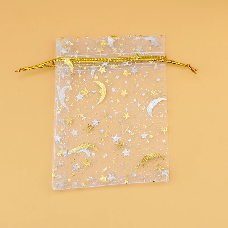 200 шт./лот белая звезда Луна бронзовая Сумка из органзы маленькая Подарочная