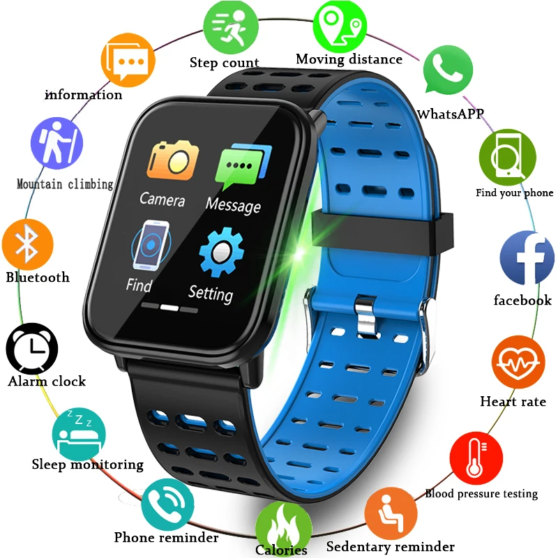 

LIGE Full Screen Touch Smart Bracelet Heart Rate Blood Pressure Sport Fitness Tracker Pedometer Smart Band Pulseira inteligente