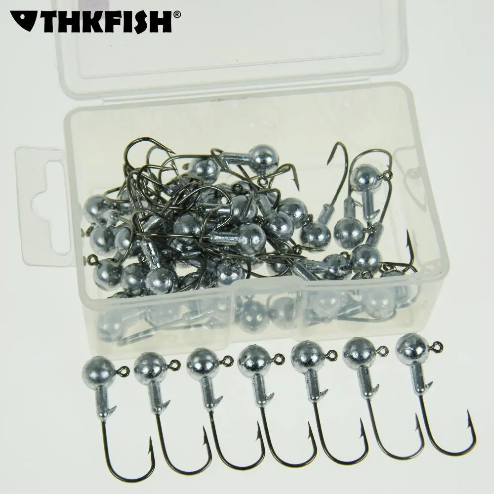 THKFISH 50pcs 5g Lead Jig Heads Fishing Hooks Freshwater Metal Baits