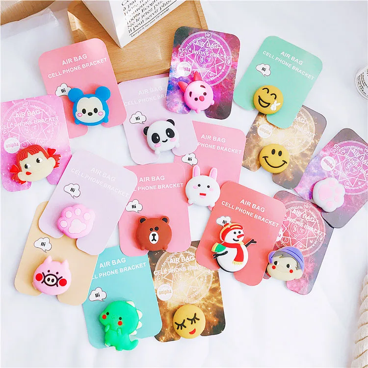 Universal Lazy bracket For iPhone X 8 7plus Samsung Mobile phone cartoon airbag telescopic mobile hot | Мобильные телефоны и