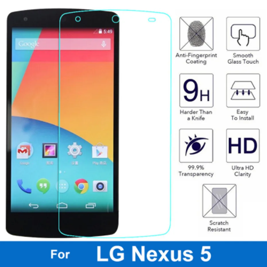 

2pcs 9H tempered glass for LG Google Nexus 5 Arc edge screen protector for LG Nexus5 D820 D821 EM01L protective glass film