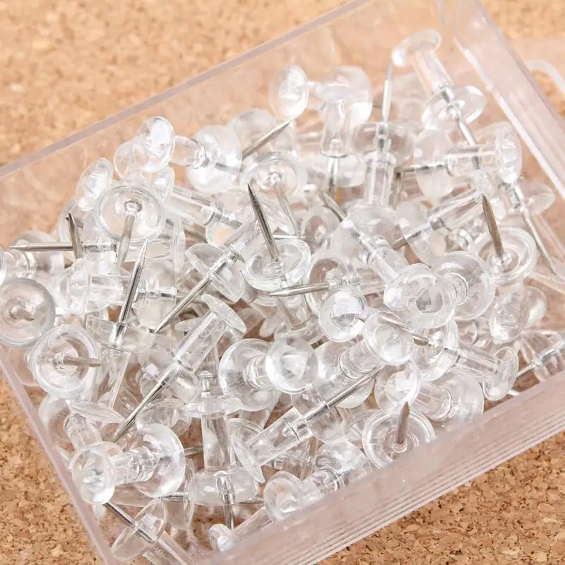 40 x Clear Push Pins Transparent Plastic 