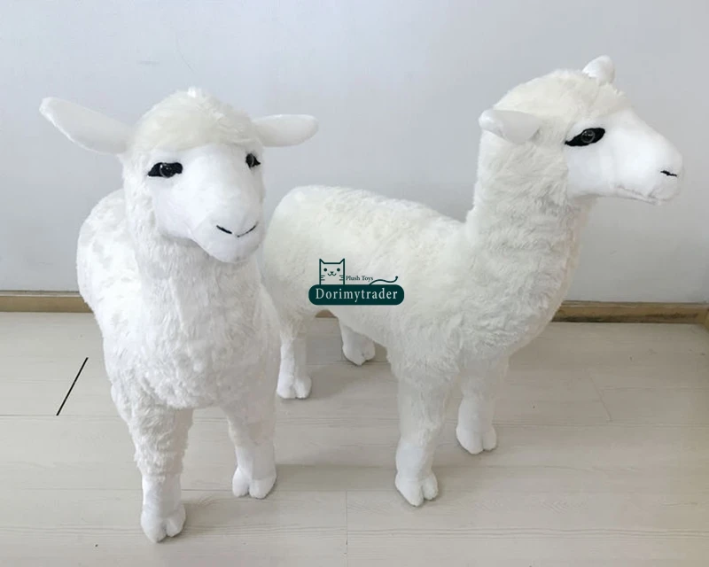 Dorimytrader Simulated Alpaca Plush Chair Stuffed Realistic Animals Sheep Toys Sofa Decoration can Ride on the Back 78cm x 25cm x 76cm DY61806 (15)