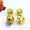 Set of 4 Deluxe Golden Solid Metal 20 Sides Dice D20 Gold Metallic Polyhedral Dice 1
