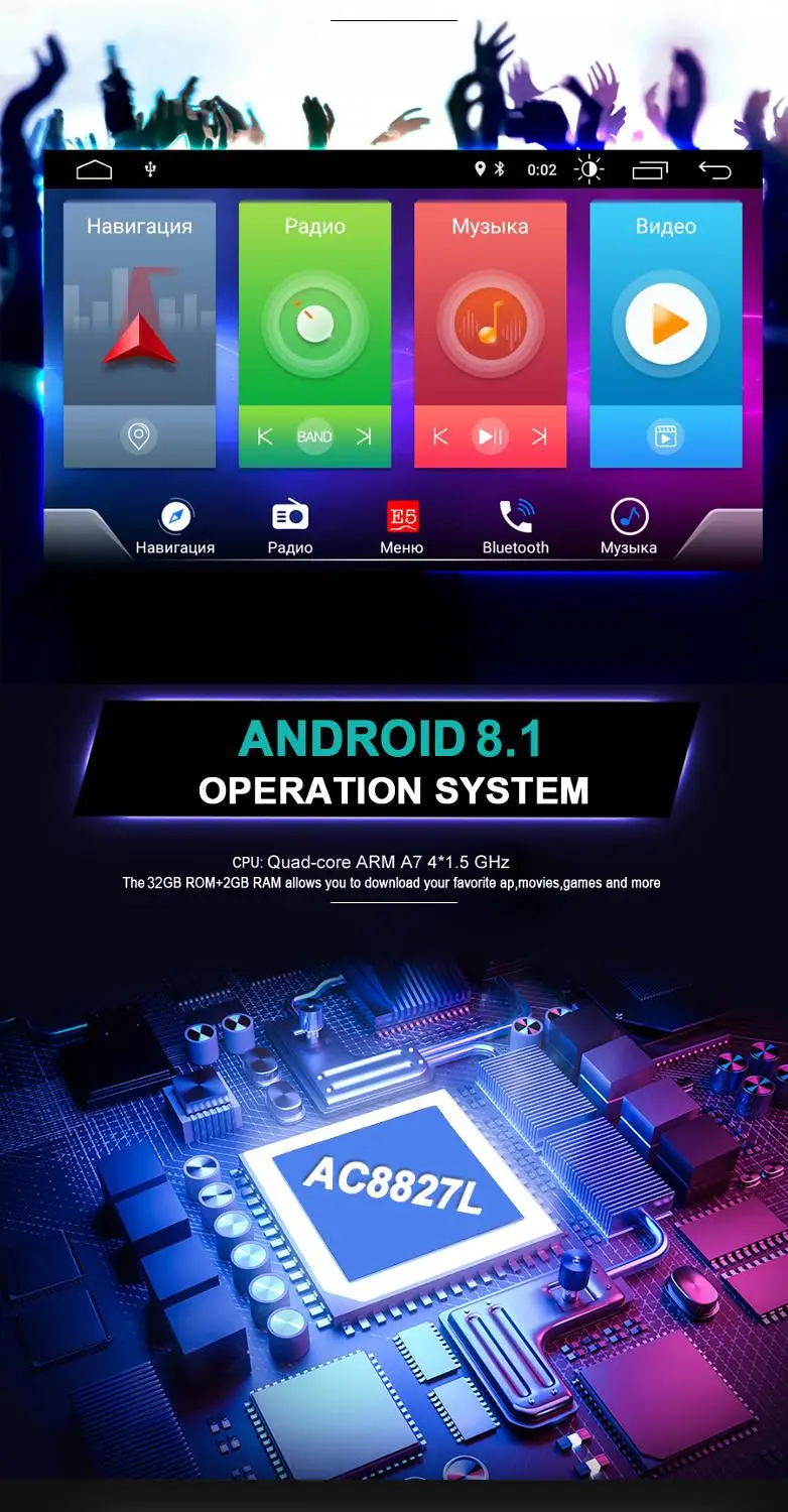 Excellent Full Touch Car Android 8.1 Radio Player For HYUNDAI Santa Fe IX45 Vehicle GPS Navigation Video Multimedia Built In Bluetooth 5