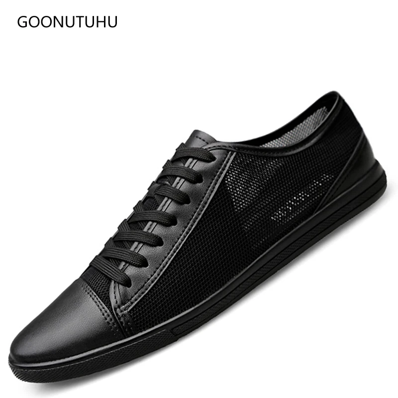 

Fashion men's shoes casual summer breathable mesh platform shoes for men young students hot sale black & white shoe man big size