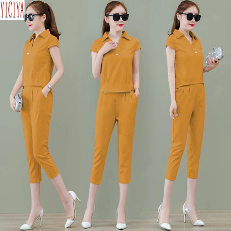

Pants Suits and Top 2019 Summer Two Piece Outfits Co-ord Set Tracksuits for Women Plus Size Big 2 Pieces Office Work Clothing