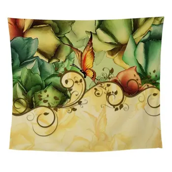 

Flowers With Butterflies Colorful Desig Wall Tapestry Sandy Beach Picnic Throw Rug Blanket Camping Tent Travel Sleeping Pad