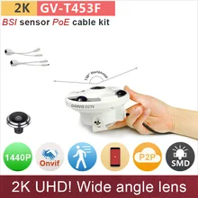 Wide angle H.265 UHD(4*720P) 2K ip camera with PoE cable kit array LED 4mp 1080P FHD security cctv ONVIF P2P GANVIS GV-T453F pk