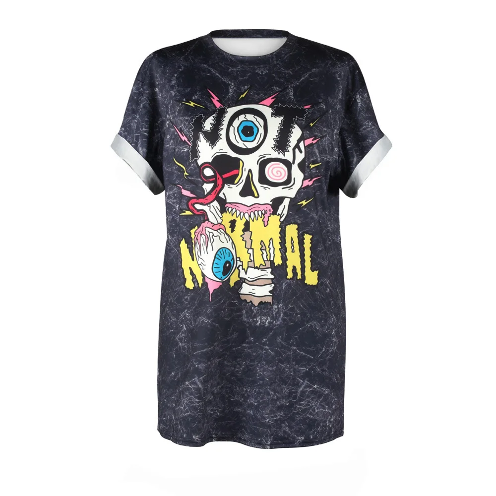 Summer Punk Skull Alien UFO Unicorn Tie Dye 3D Printed Unisex Short Sleeve Loose Men T Shirt Tops Vest Tees Women T-shirt