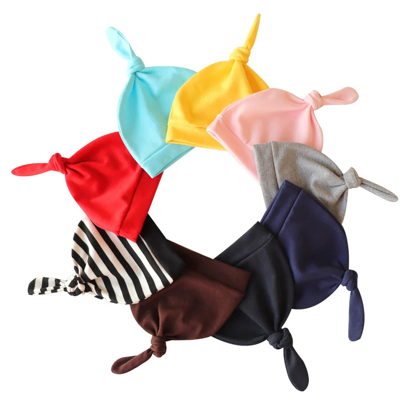 Cute Newborn Baby Beanie Toddler Beanie Infant Boys Girls Hat Cotton Knot Sleep Hats 0-3 Months Newborns Baby Girls Clothing (11)