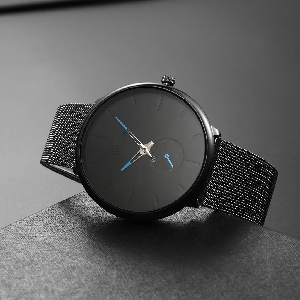 

Men's and women's net band simple fashion trend watch one-eyed three-pin circular watch plate casual watch
