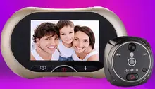 Freeship 3.7 “Cámara de la Puerta Mirilla Digital espectador de la puerta video de la puerta de grabación de detección de movimiento de la ayuda ojo timbre video