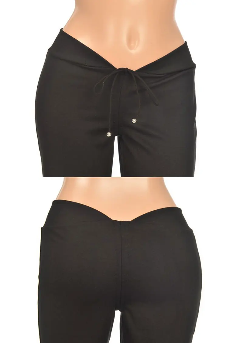 MEISE кружевные складные расклешенные брюки черные U промежность низкая талия брюки бандаж сексуальные джинсовые брюки случайный звонок низ женские плюс размер