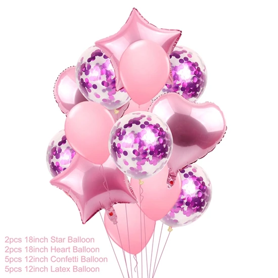 FENGRISE, много воздушных шаров, для вечеринки в честь Дня рождения, Гелиевый шар, Декор, для свадьбы, фестиваля, Балон, сделай сам, для вечеринки в честь рождения, вечерние принадлежности - Цвет: 14pcs pink set