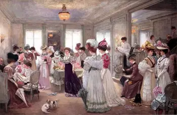 

free shipping palace wall art Decor picture Aristocratic gatherings canvas prints oil painting court painting on canvas