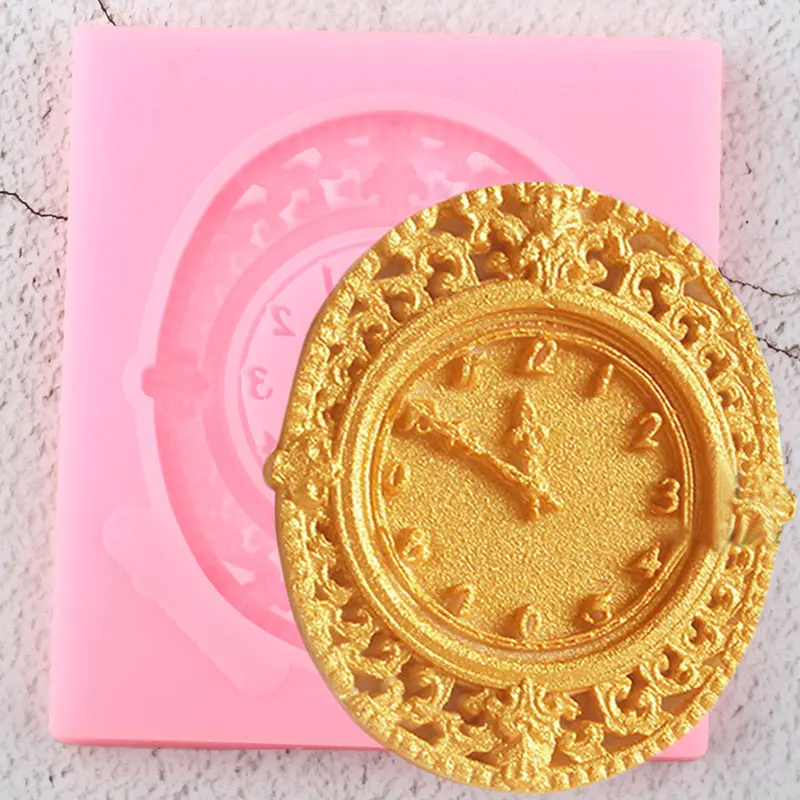 

3D Craft Clock Cake Border Silicone Molds DIY Cupcake Topper Fondant Cake Decorating Tools Candy Clay Chocolate Gumpaste Moulds
