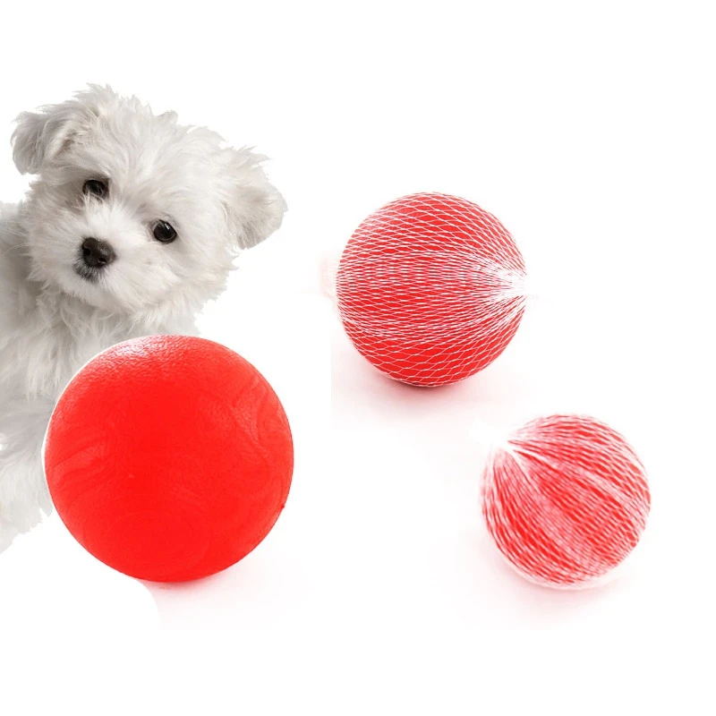 Pet собаки играют красный шар игрушки твердых упругий мяч собак жевать прорезывания зубов интерактивные игрушки для маленький средний