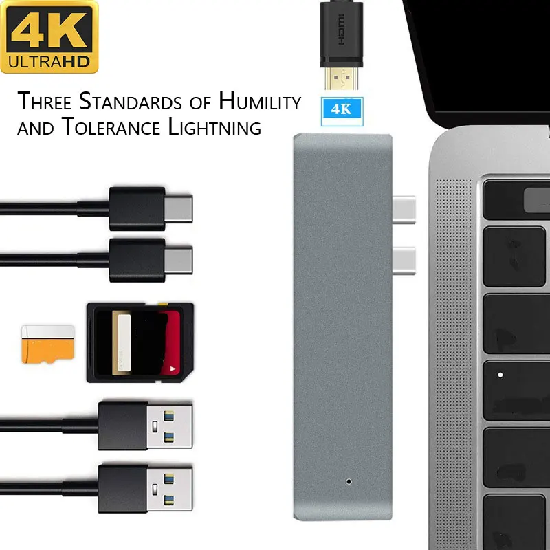 Usb c концентратор Thunderbolt 3 USB3.0 type c к HDMI 4 K/2 K@ 30Hz 100W 3A PD Быстрая зарядка APPLE для MacBook Pro2018/ аксессуары