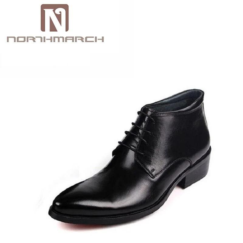 

NORTHMARCH High Top Pointed Toe Oxford Business Dress Patent Leather Wedding Shoes Men Boots Autumn Winter Rubber Bottom Derby