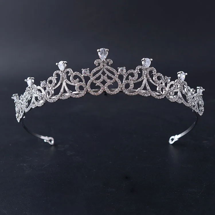 

New Arrival Noble Zircon Beauty Princess Tiara Fashion Silver Rhinestone Crown for Bride Wedding Hair Accessories tiara de noiva