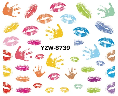 WUF 1 лист на выбор водяные знаки наклейки для ногтей s Перо губы дизайн ногтей переводные наклейки для ногтей Обертывания Декор - Цвет: YZW8739