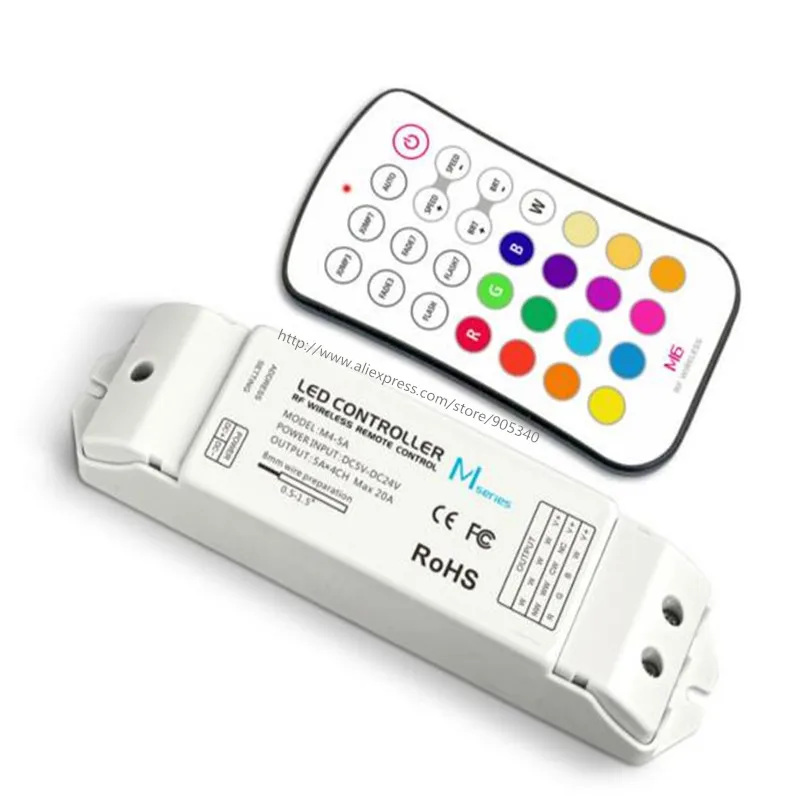 

M6+M4-5A rgb led controller rf M6 touch remote with M4 5A CV Receiving controller,5A*4CH Max 20A output mini rgb led controller
