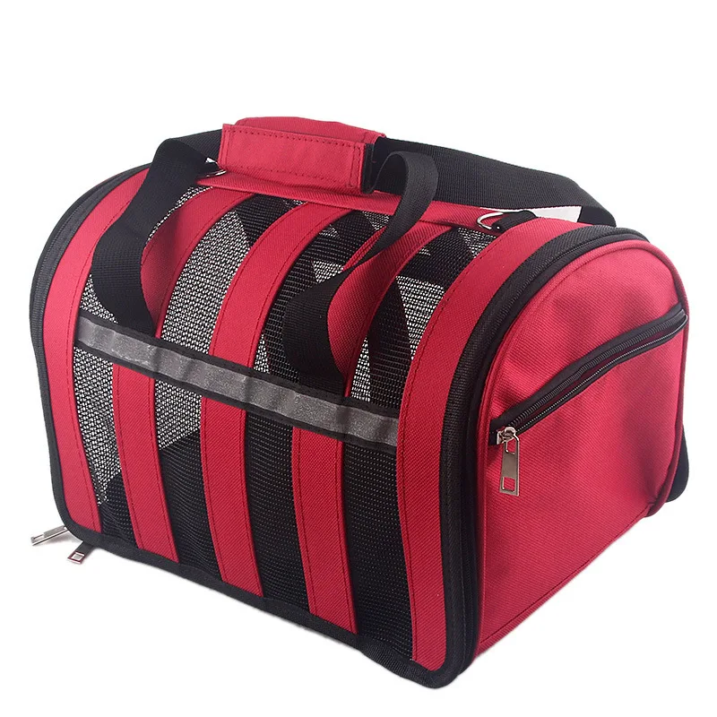Переносная сумка для питомцев кошек, сумка для прогулок, летняя дышащая сумка для собак, рюкзак для путешествий, клетка для кошек, переноска для собак, дышащая сумка для щенков - Цвет: red
