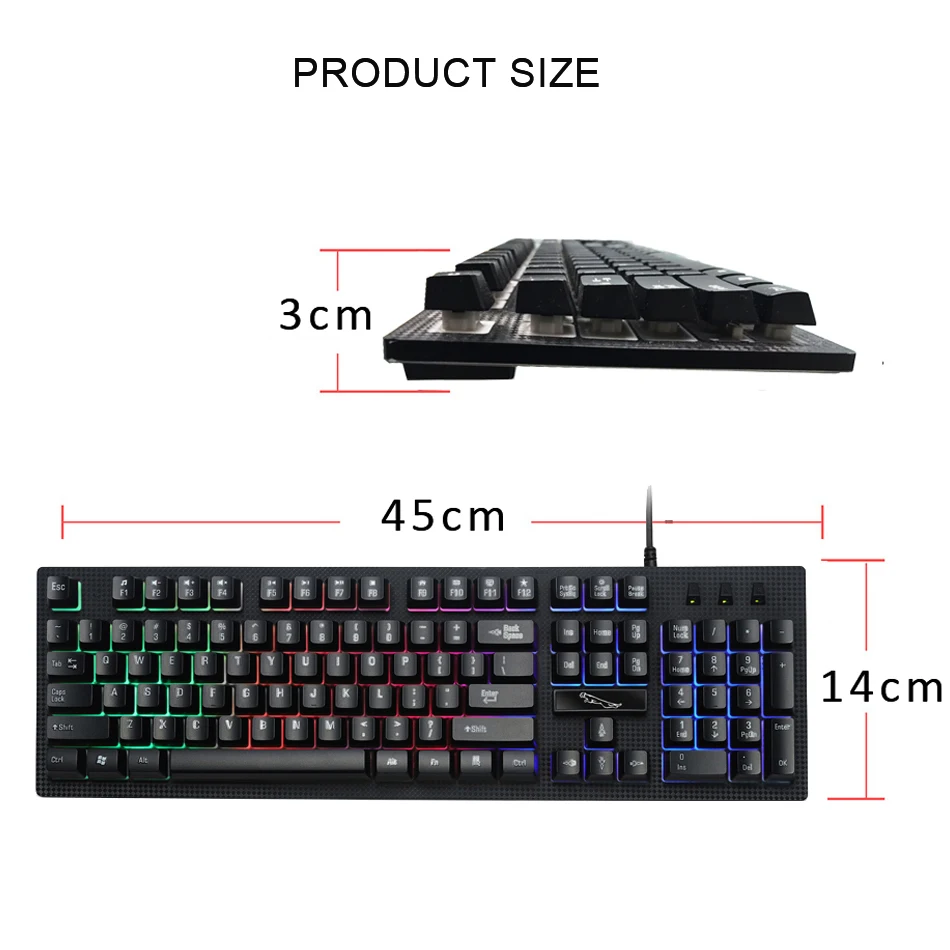 Проводная клавиатура и мышь комбо RGB подсветка игровой USB проводной ПК геймер клавиатура мышь набор мышей черный/белый