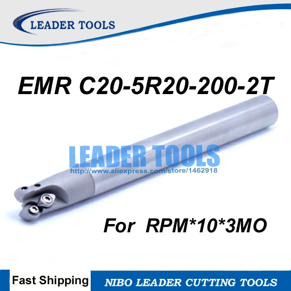 

EMR C20-5R20-200-2T R5 indexable End Mill,5R Toroidal Cutter,Milling Machine tools,200mm EMR C20-5R20-200-2T FOR RPMT inserts
